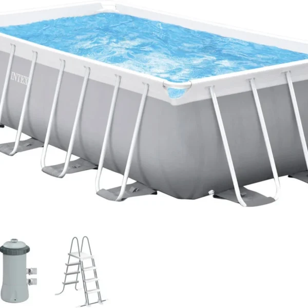 Piscina Desmontável Retangular INTEX Prism Frame com Bomba de Filtro (8418 L - PVC - 400x200x122 cm)