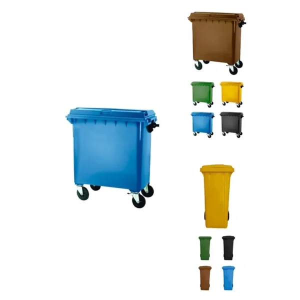 Recipiente de lixo reciclável colorido com rodas | Alça antiderrapante Azul 1100 L