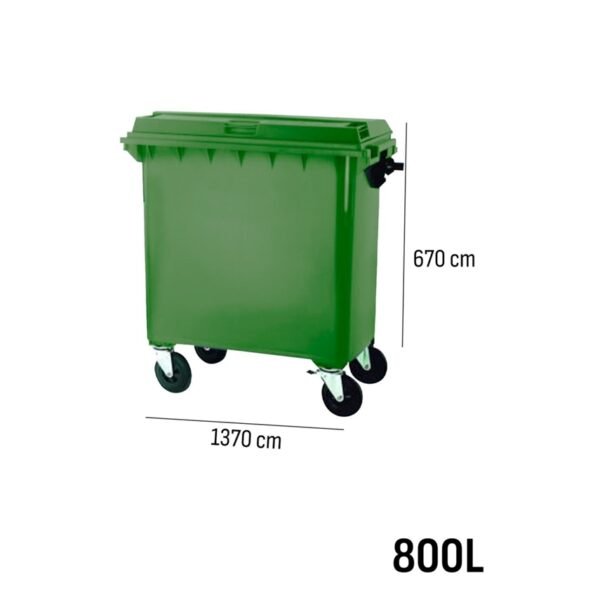 Recipiente de lixo reciclável colorido com rodas | Cabo antiderrapante Verde 800 L